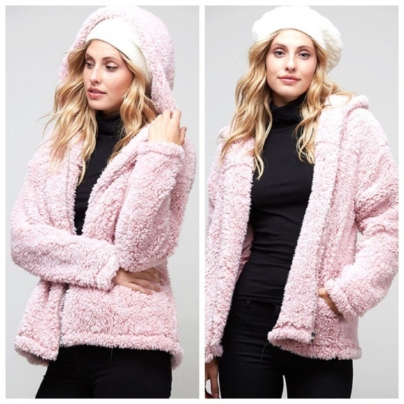 Kalli Collection Jackets & Blazers - 🦋LAST 1🦋Pink Faux Fur Sherpa Teddy Coat